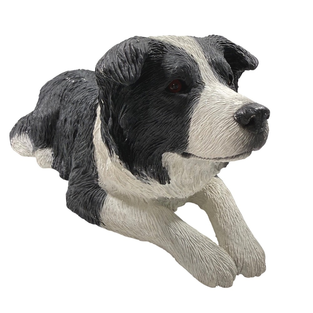 Sandicast Border Collie Dog Figurine Vintage 1992 Sandra Brue 389 Black White